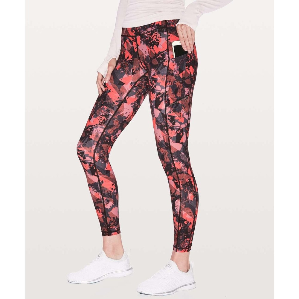 Lululemon Speed Up Tight Flowerescent Multi Red Black Running Leggings 28" NWOT